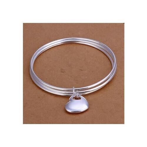 B175 Trendy Silver Color Bracelet 925 Fashion Jewelry Triple Circle Heart Bangle /atpajkwa Axsajoza
