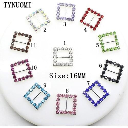 TYNUOMI10pcs/lot16MM Square Rhinestone Mixed Color Button Sewing Decoration Material DIY Wedding Invitation Accessories