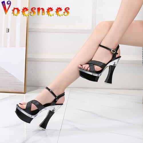 Voesnees New Femmes Sandales 2020 Summer Women Shoes Sandals Platform Sexy High Heels 14cm High Open Toe Ladies Wedding Shoes