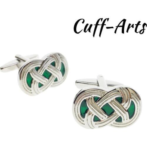 Cufflinks for Men Celtic Green Cufflinks High Quality Gift Men Jewelry Gemelos Gemelli Spinki by Cuffarts C10479