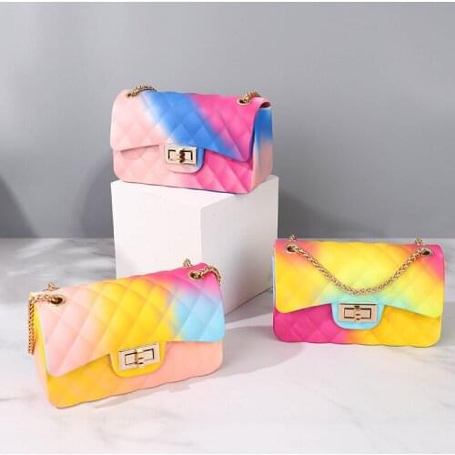 Women bag 2020 new Euro-America style PVC Flap multicolour Fashion Hasp Chains Shoulder Bags handbag purse phone bag