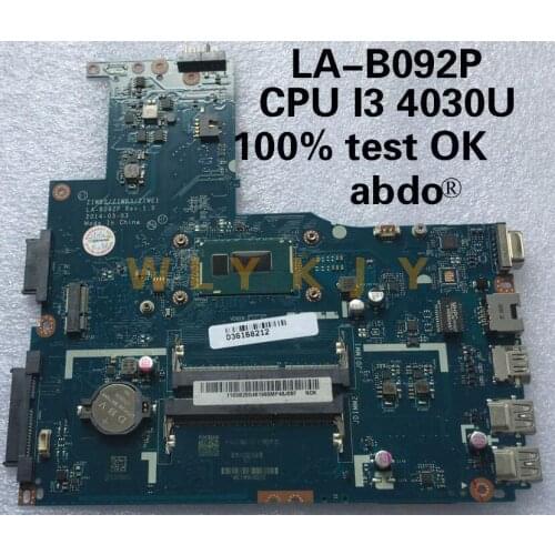 ZIWB2/ZIWB3/ZIWE1 LA-B092P for Lenovo B40-70 N40-70 B40-80 N40-80 notebook motherboard CPU i3 4030U DDR3 100% test work