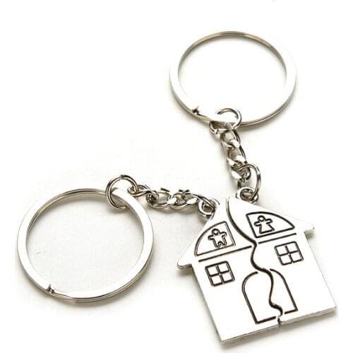 1 Couple Keychain Metal Keychain House Souvenirs Keyring Key