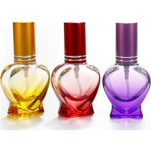 10ml Heart-shaped Color Spray Perfume Spray Portable Spray Glass Empty Bottle 100PCS/LOT