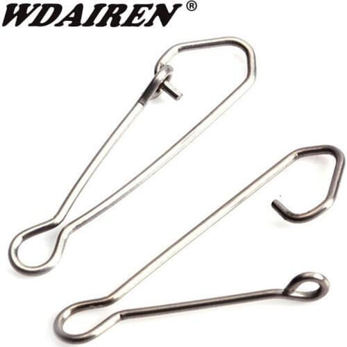 20pcs/lot Hooked Snap Stainless Steel Fishing Barrel Swivel Safety Snaps Hook Lure Accessories Connector Snap Pesca