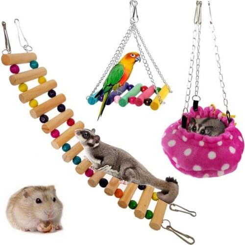 3Pcs/Set Pet House Hanging Bed Stairs Swing Toys for Sugar Glider Hamster Rat hamster accessories brinquedos pet accessories
