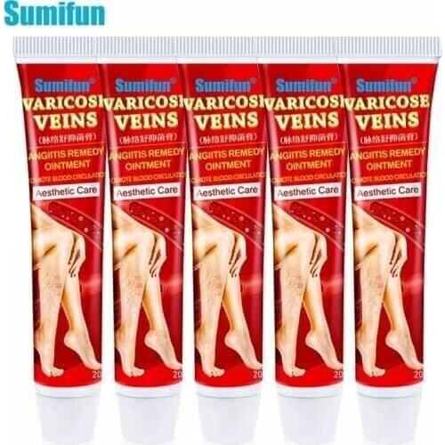 5pcs Sumifun Varicose Veins Treatment Cream 100% Original Vasculitis Phlebitis Spider Pain Relief Ointment Medical Plaster 20g