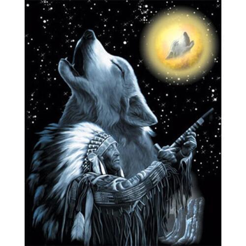 DIY 5d Diamond Painting moon wolf and man cross stitch full diamond embroidery wedding decoration diamond square christmas gift