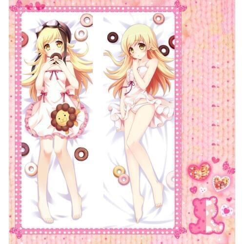 Anime Cartoon Oshino Shinobu Double Bolster Hugging Pillow Case Pillow Cover Pillowcase Peach Skin 2 Way No.138