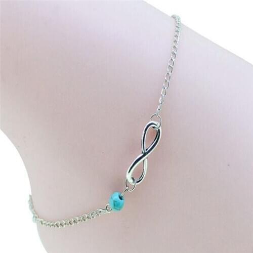 Bohemian Bead Infinity Charm Chain Anklet Bracelet Barefoot Jewelry