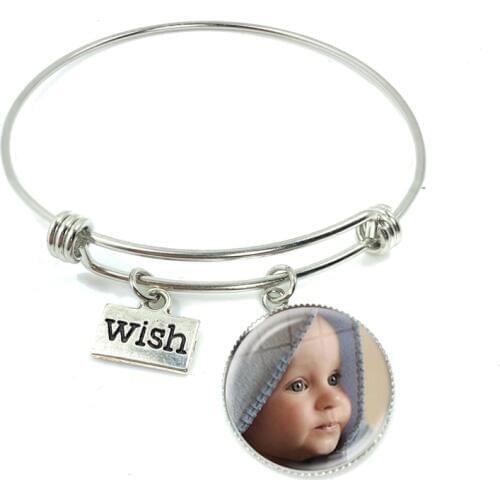 Personalized Custom Bangles Wish Mum Dad Baby Children Grandpa Parents Custom Designed Photo Gift For Family Anniversary Gift