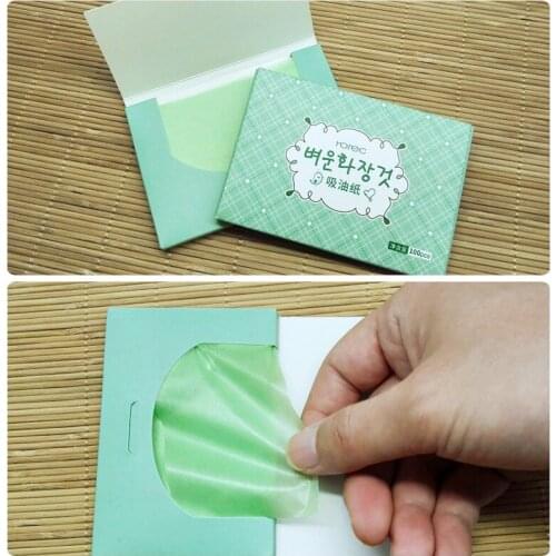100 Sheets/Pack Green Tea Facial Oil Blotting Sheets Paper Cleansing Face Oil Control Absorbent Paper Beauty Makeup Tools