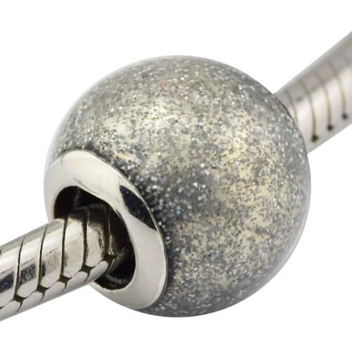 DIY Beads for Jewelry Making Sterling-Silver-Jewelry Silvery Glitter Ball Bead Charms Silver 925 Berloque Perles Women