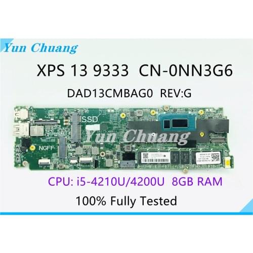 CN-0NN3G6 DAD13CMBAG0 For DELL XPS 13 9333 Laptop Motherboard W/ i5-4210U/4200U 8GB RAM Test 100% work