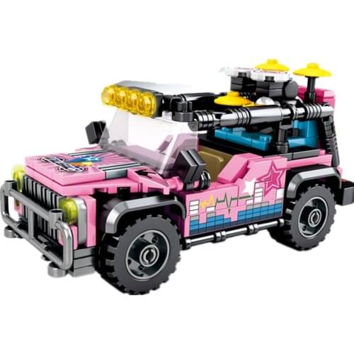 2021 Series Pink Graffiti Swim Camp Off-Road SUV High-Tech Supercar Car Sports Building Blocks Bricks Kits Classic Model