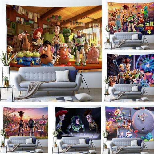 Toys Story 4 Tapestry for Children Bedroom Disney Cartoon Hippie Tapestry Home Party Livingroom Mandala Wall Hanging Blanket