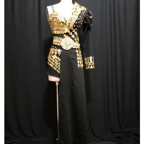 Jazz Women Women Dj Female Singers Dress stage Nightclubs DS Performance Bodysuit Clothing Hand-Sewn Lens Half Windbreaker DJ403
