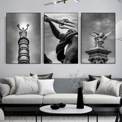 Street Sculpture Art Canvas Painting Black White Art Posters and Prints Wall Pictures Nordic Living Room Home Decoration