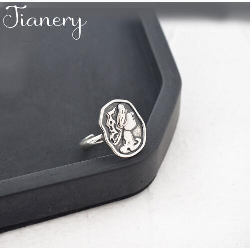 JIANERY Personality Punk Vintage Silver Color Queen Rings For Women Jewelry Engagement Opening Ring
