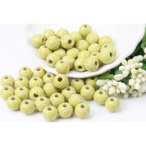 Yellow Tennis 12mm 20pcs Acrylic Round Spacer Ball Beads For Jewelry DIY Wholesale YKL0352