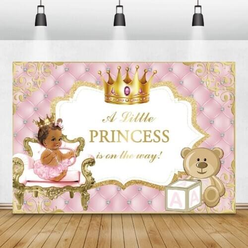 Laeacco Pink Headboard Crown Sofa Bear Gift Little Girl Princess Photography Backdrops Custom Photo Background Newborn Photocall
