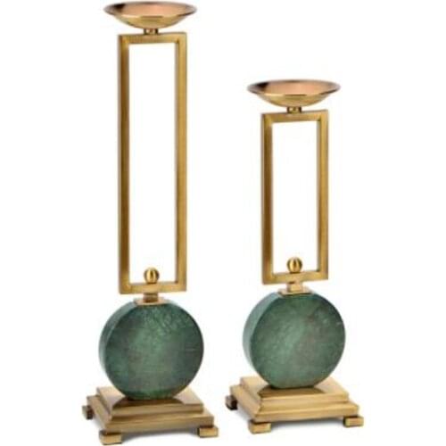 Marble Metal Candlestick Model Room Candle Holder Table Home Decoration Decoration European American Ornament