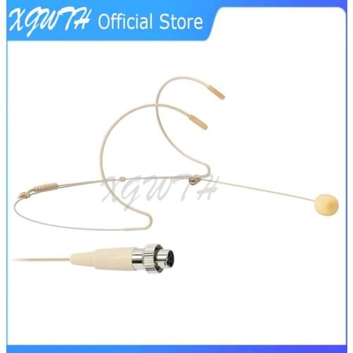 Headset Microphone Omnidirectional Condenser Double Ear Hanging Headworn Mic For Mipro Wireless System BodyPack Transmitter 4Pin