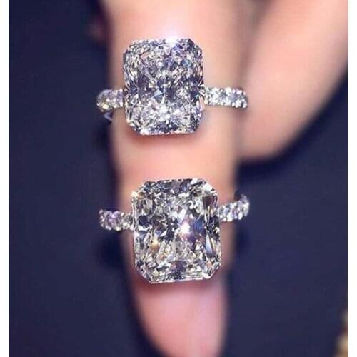 Milangirl Shiny Square Stone Zircon Wedding Ring For Women Bridal Engagement Promise Band Female Fashion Jewelry