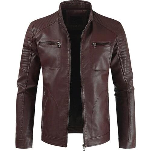 Nice New Men Spring Vintage Casual Leather Jackets Coat Man Outwear Fashion Motorcycle Bike Faux Leather Jacket For Men