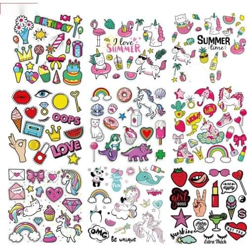 A set of cartoon childrens cute animal unicorn heat transfer sticker can be cut DIY childrens cloth decals for iron on clothes