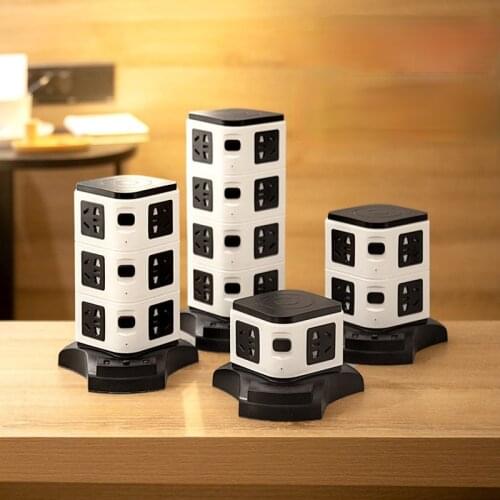Desktop Vertical Socket Office Dormitory Multifunctional Usb Charging Plug-in Tower Type Plug-in Board with Line Porous Plug Row