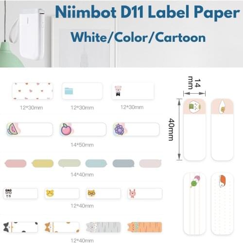 NIIMBOT D11 Mini Label Printer Paper Printing Waterproof Oil Proof Price Pure Color Scratch-Resistant Cables Label Sticker Paper