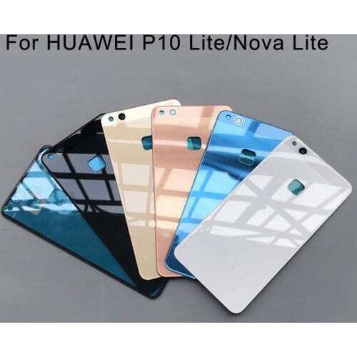 100% New Glass Rear Housing Cover For HUAWEI P10 Lite Nova Lite Back Door Replacement Battery door Case Adhesive Sticker