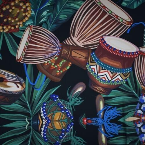 2020 new ethnic style digital painting mess fabric for satin dress tissu telas tissus au metre tela tecidos fabrics stoff stof