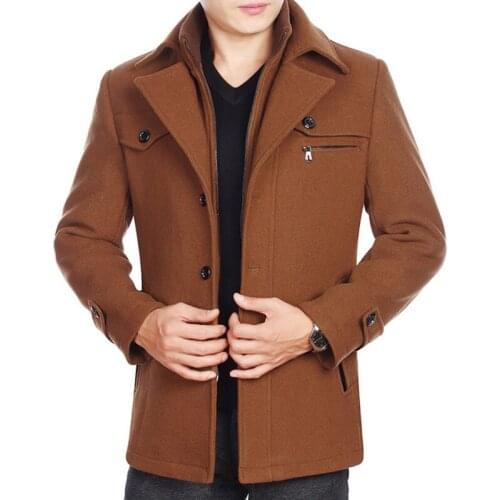 Newest Winter jackets Men Wool Coat Business Casual Wool & Blends Jacket Male Thicken Windbreaker Grey Black Brown