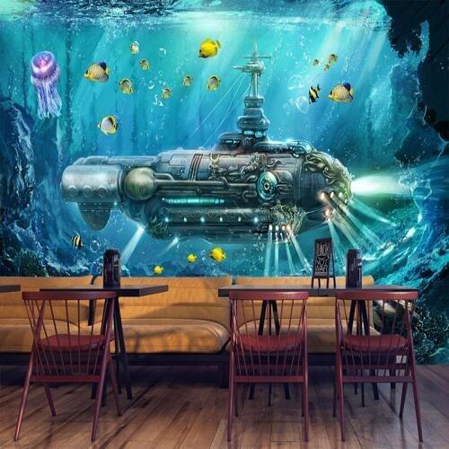 Custom Large Murals 3D Stereo Submarine Underwater World Photo Wall Papers Wall Cloth For Kids Room Bedroom Decor Wall Covering