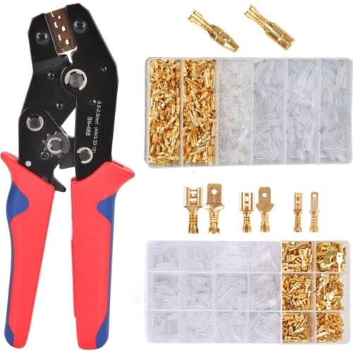 Crimping Plier Wire Crimper Male/Female Spade Bullet Connectors Terminals With Insulated Sleeves Wire Terminal Crimping Tool Kit