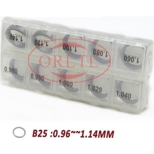 ORLTL Common Rail Injector ShimS B25 Used For Injection Car Parts Size 0.96mm-1.14mm Adjusting Washers Shims 50 Pieces / Box