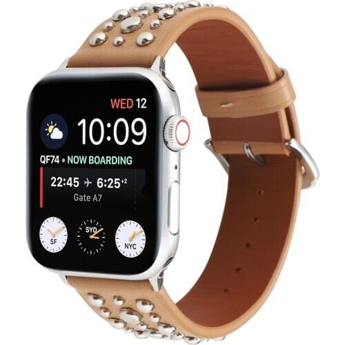 Rivets Band for Apple Watch 44/42mm Sport Loop Strap Correa Iwatch Series 5/4/3/2/1 38mm 40mm Bracelet Apple Watch Leather Belt