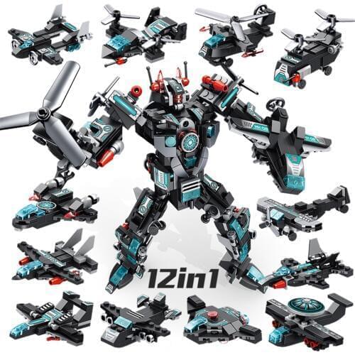 MEOA 12 IN 1 Transfomation Super Pioneer Robot Building Blocks Set Construction Helicopter Plane Aircraft Drone Bricks Juguetes