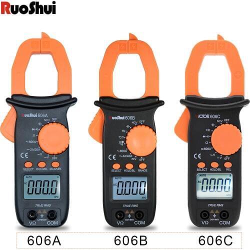 RuoShui 606 Clamp Multimeter Smart Tools alicate amperimetro True RMS current AC/DC Voltage Auto Range NVC Digital clamp meter