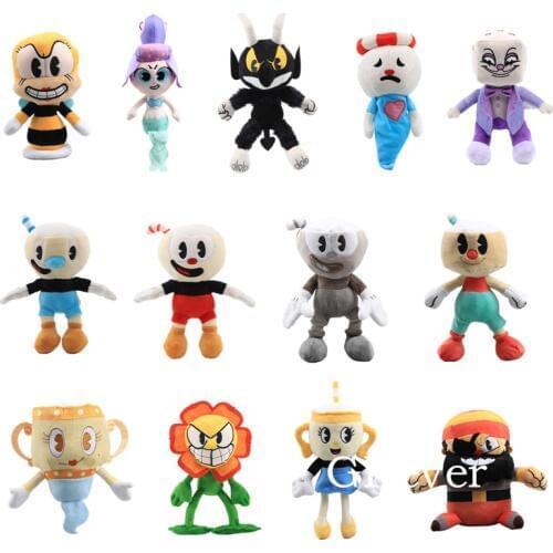 13 Styles Game Cuphead Plush Mugman Devil Ms. Chalice King Dice Ghost Mermaid Cala Maria Plush Toys Stuffed Doll Kids Gift 25 cm