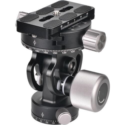 VH-10R 2-Way Pan Tilt Tripod Head 360° Rotating Panoramic Photography Head with Quick Release Plate 3 Bubble Levels Carry Bag