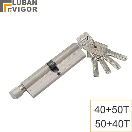 Special custom,90mm length,40mm+50mm,Security door Center asymmetry lock cylinder ,with knob,Eccentric brass lock core