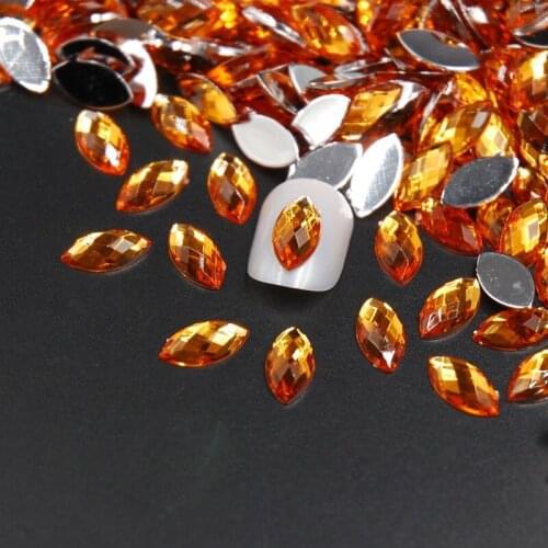 Glue On rhinestone 100pcs Nail Glitter Orange Color Horse Eyes Design Tips Stones Acrylic Nail Make Up Decoration 3D Nail Art