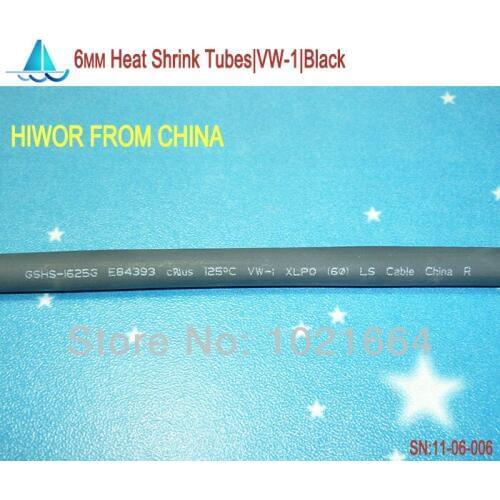 20meters/lot 6MM Heat Shrink Tubes Shrinkable Tubing Insulation Sleeving