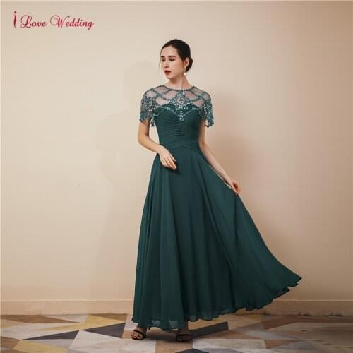 Gorgeous Mother of the Bride Dresses 2021 Chiffon Crystal Beads Sequins Short Sleeves Wedding Guest Party Gowns Celebrity Gown