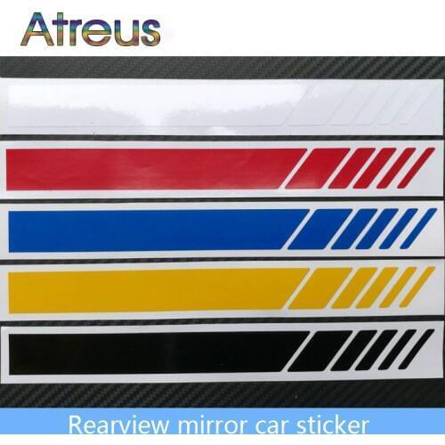 2Pcs Car Styling Vinyl Graphic Rearview Mirror Stripe Stickers for Abarth Fiat BMW E36 E34 E90 F30 F10 F20 Mercedes Benz W203