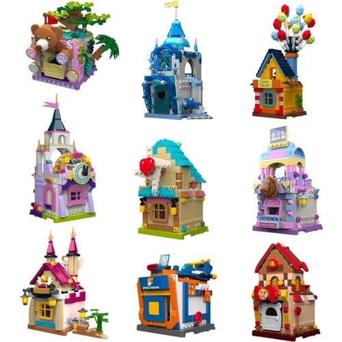 Balloon Street View Castle Windmill Dessert Jungle Hut Tree House City Building Blocks Children Toys Gifts Creative Girls Friend