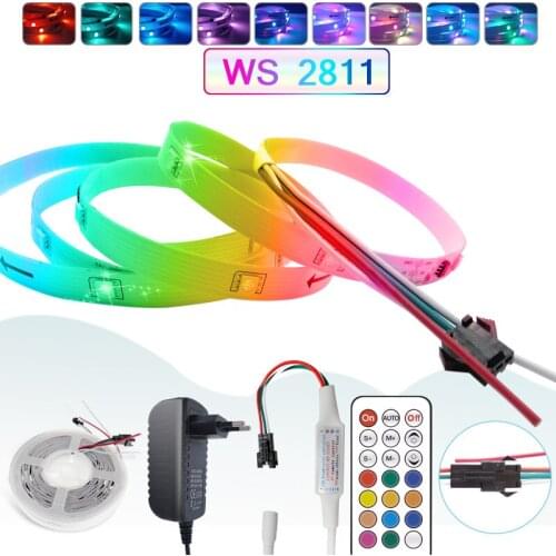 WS2811 5m IP20 Non-Waterproof Flexible Addressable Led Strip Dream Color DC12V SMD 5050 SAMD 2835 Work With Bluetooth Music WIFI